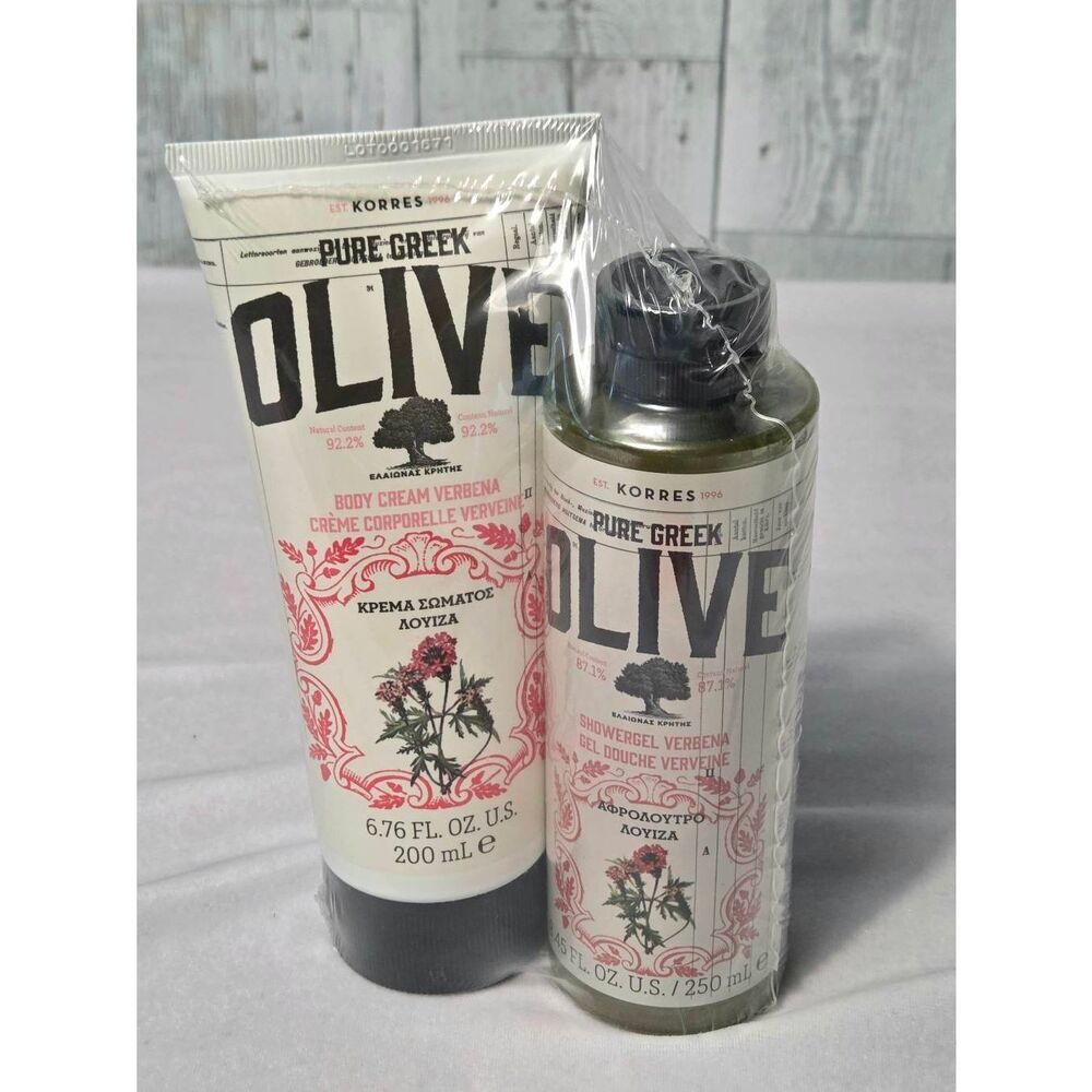 Korres Verbena Greek Olive Oil Body Cream and Shower Gel Set SEALED